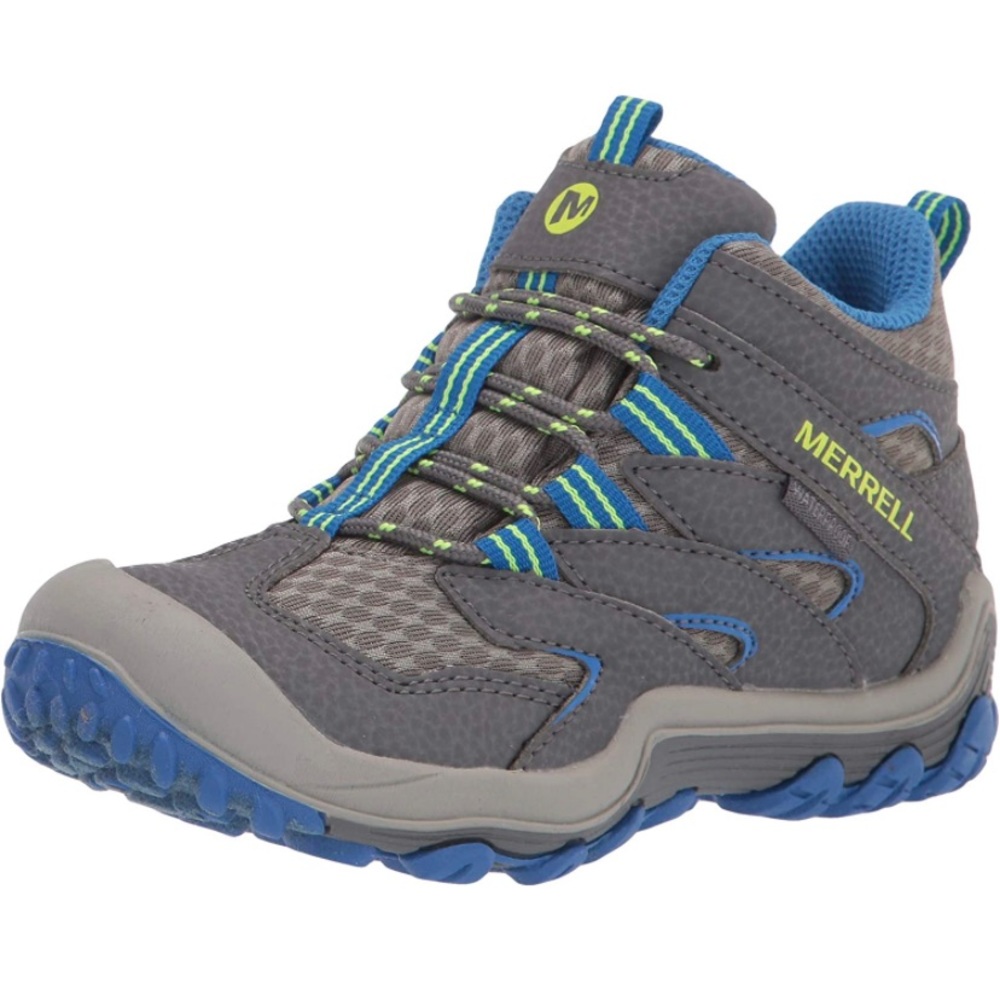 Merrell Boys Chameleon Access Waterproof Gray Hiking Shoes Mid Big Kids Size 4M